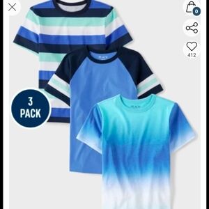 The Children's Place Boys' Striped and Ombre Blue T-Shirt 3-Pack